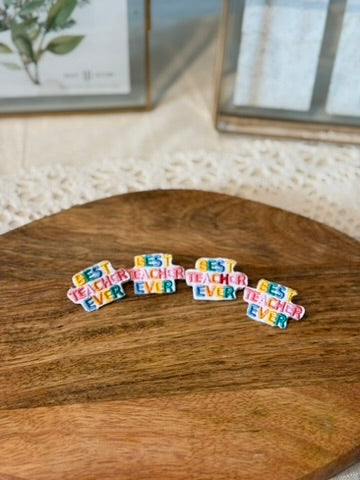 Best Teacher Ever Mini Embroidered Pin – Teacher Appreciation Brooch – Small Gift for Teachers – Cute Bag or Lanyard Accessory