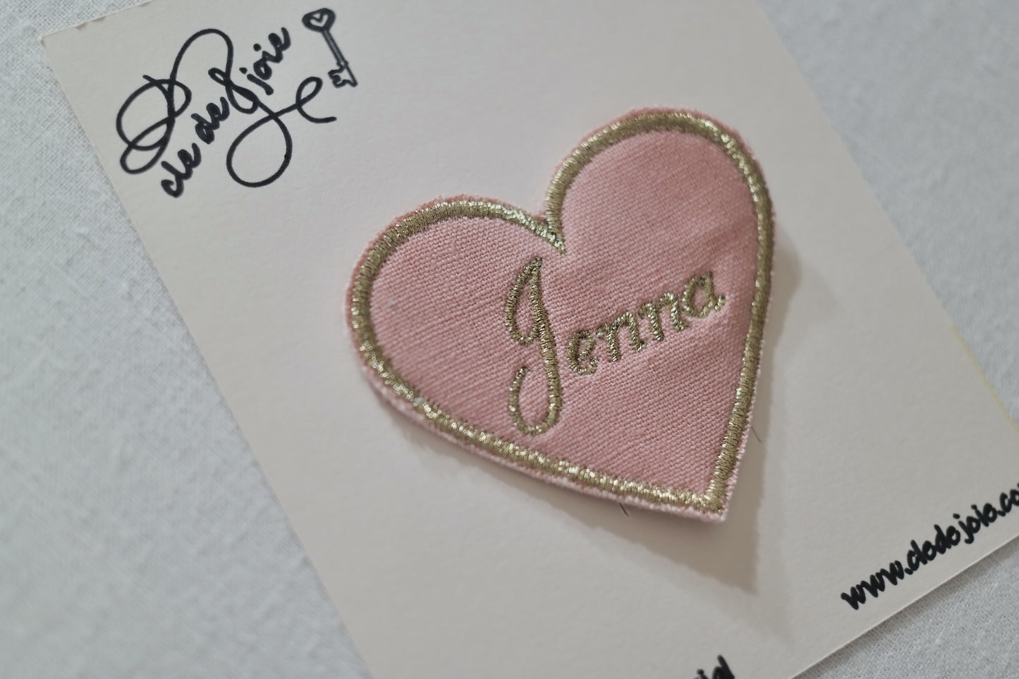 Heart Name Embroidered clip