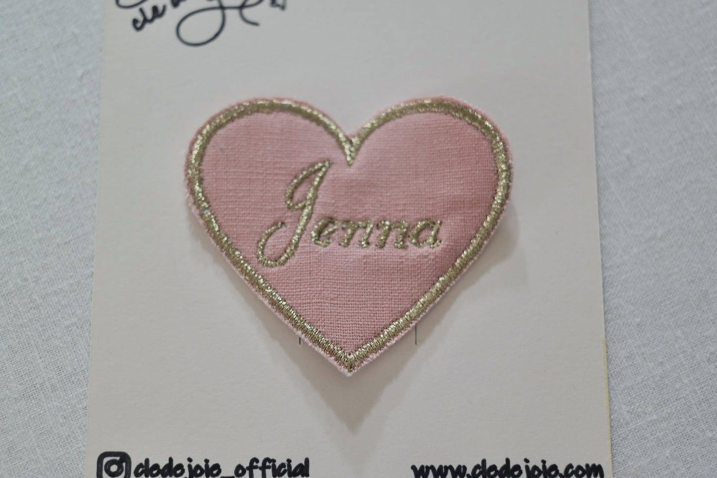 Heart Name Embroidered clip
